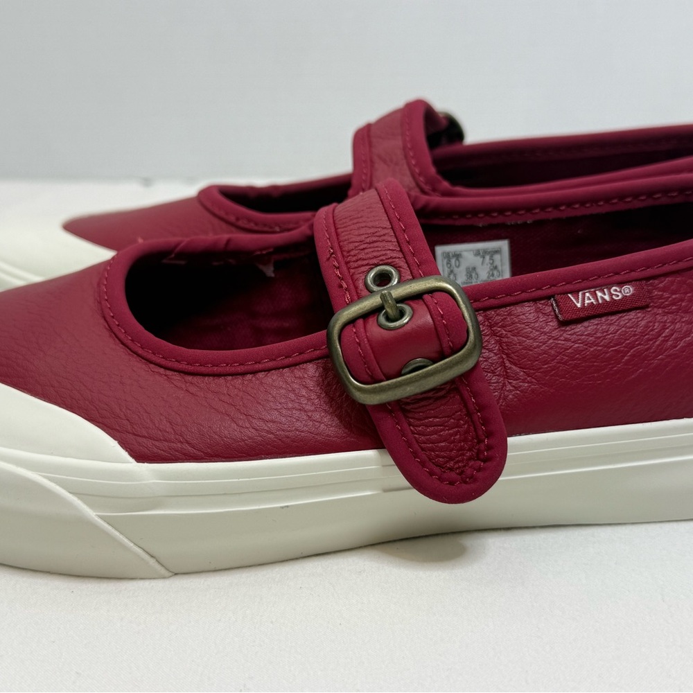 Vans Mary Jane Red Leather Buckle Flats Women’s NWT